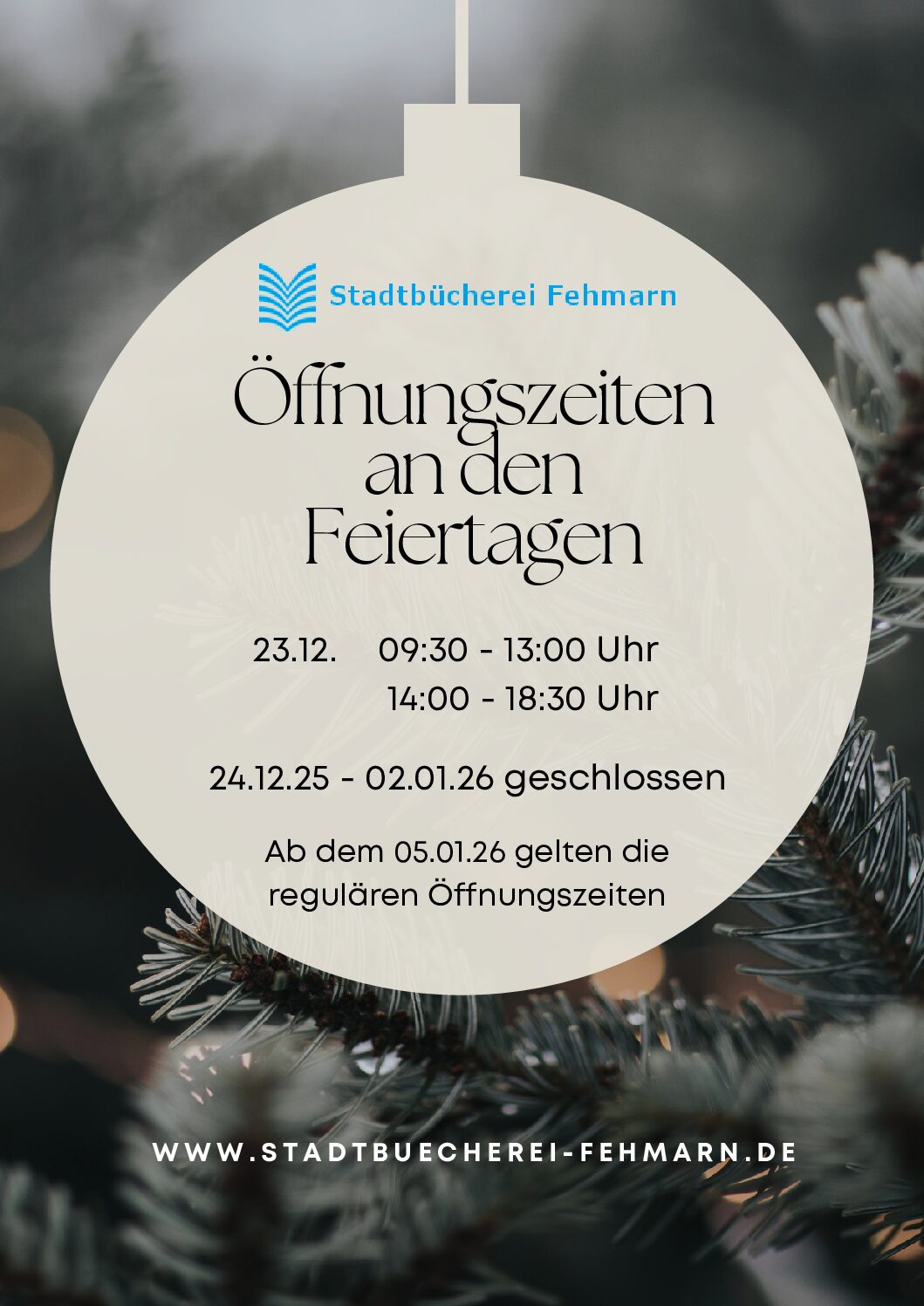 Aushang Öffnungszeiten Weihanchten2025 Kirchner-Dauerausstellung - Dokumentation in Burg auf Fehmarn